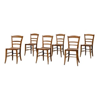 Folk Art Swiss Beechwood Chairs, 1890s, Set of 6 For Sale