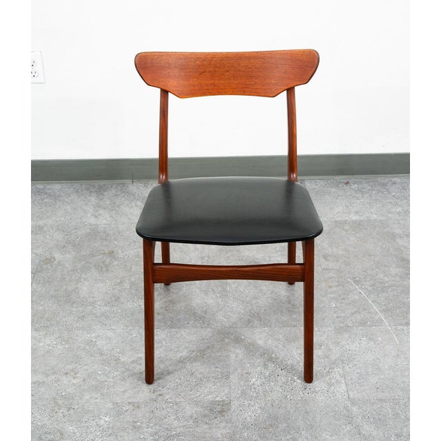 1960s 1960s Mid Century Danish Modern Dining Chairs Black Leather Set 2 Pair Teak Elgaard Nm For Sale - Image 5 of 12
