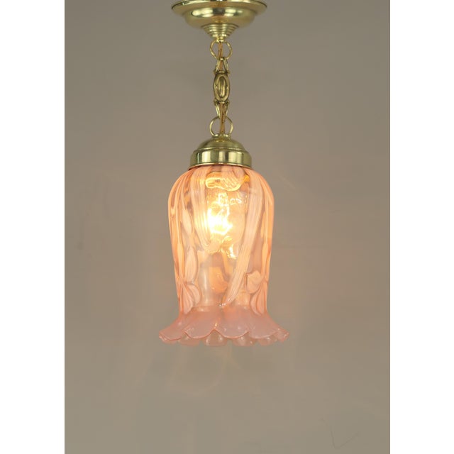 Art Nouveau Pendant Lamp with Floral Opal Glass Shade, Vienna, 1910s For Sale - Image 4 of 8