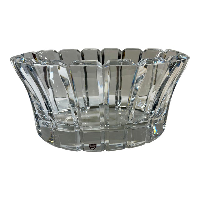 Gunnar Cyrén for Orrefors “Stenhammar” Large Cut Crystal Oval Bowl, Sweden For Sale