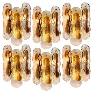 Citrus Swirl Ice Glass Wall Lights attributed to J. T. Kalmar, 1969 For Sale