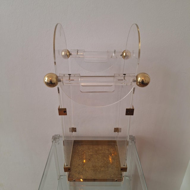 Acrylic Glass and Brass Umbrella Stand in the style of Fontana Arte, 1970s For Sale - Image 5 of 14
