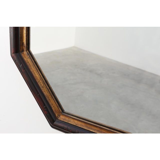 Brown Octagonal Bronze‑Toned Wall Mirror from Deknudt, Belgium, 1970s For Sale - Image 8 of 12
