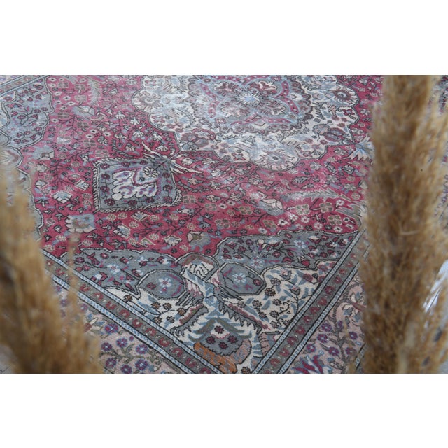 Textile 1970s Vintage Persian Handmade Wool Cotton Red Area Rug For Sale - Image 7 of 10