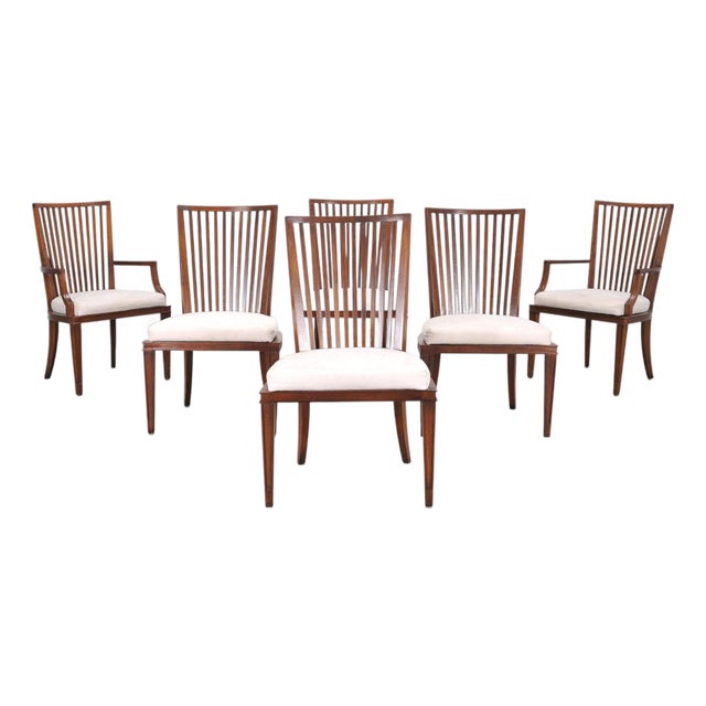 Set of Six Barbara Barry for Baker Spindle Back Dining Chairs For Sale
