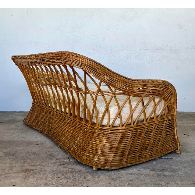 Vintage Braided Rattan 3 Seat Sofa For Sale - Image 9 of 12