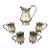 Antique Anglo-Indian Hand-Chased Silver-Plate Pitcher & Pedestal Tankard Set - 5 Pieces For Sale
