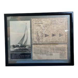 1965 Vivace Yacht Photo & Map of Race From Annapolis to Newport, Framed