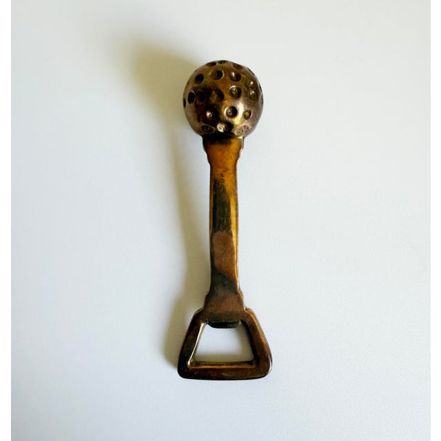 Mid 20th Century Vintage Brass Golf Ball Bottle Opener For Sale - Image 5 of 6