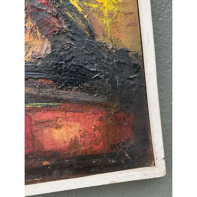 Charcoal Vintage Original Abstract Oil on Canvas For Sale - Image 8 of 12