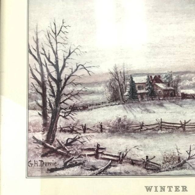 Sky Blue Vintage Framed Print “Winter in the Country” by George Durrie For Sale - Image 8 of 12