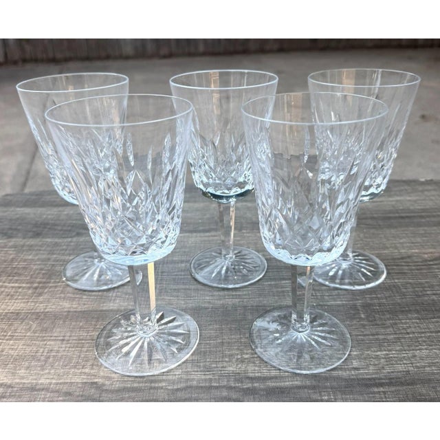 Late 20th Century Late 20th CenturyWaterford Lismore Crystal Water Goblets Set of 5 Signe Ireland For Sale - Image 5 of 7