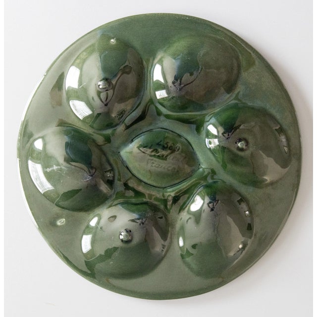 Antique French Saint Clément Majolica Blue Green & Yellow Lemon Wedge Oyster Plate For Sale In Houston - Image 6 of 7