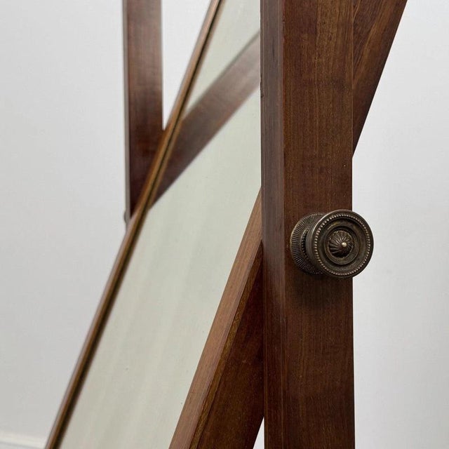 Brown Antique Edwardian Mahogany Cheval Mirror For Sale - Image 8 of 9