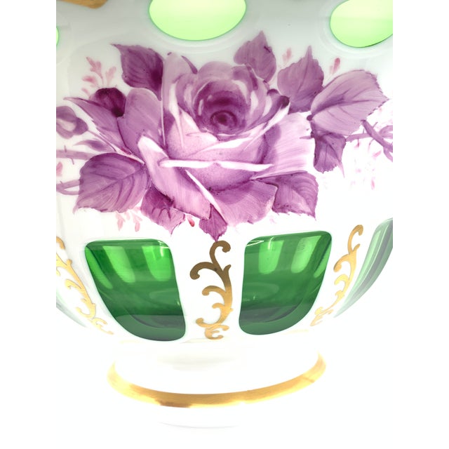 Glass Moser-Style Hand Blown Glass Hand Painted Bowl For Sale - Image 7 of 8