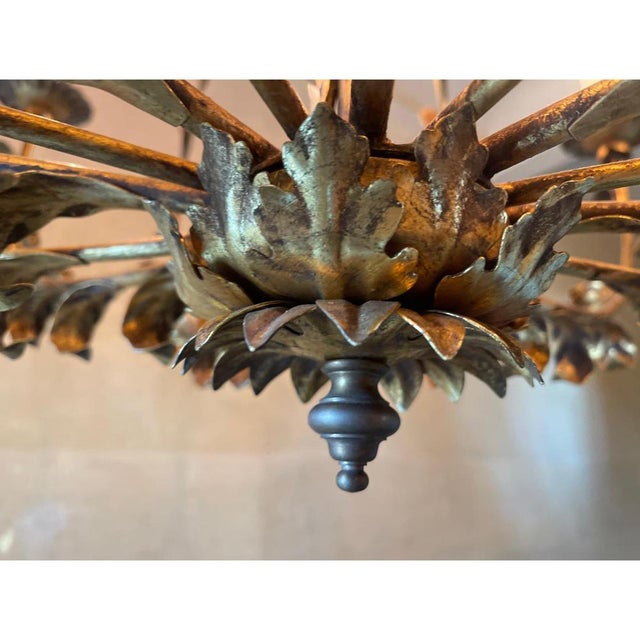 Contemporary Anjou Gilt Steel Chandelier with Leaf Motifs by Vaughan Designs For Sale - Image 3 of 5