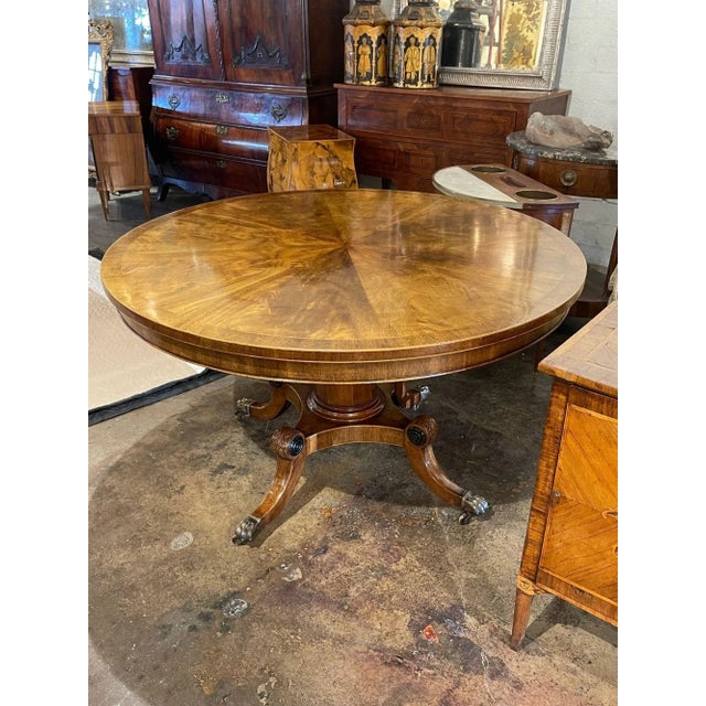 19th Century English Regency Style Flame Mahogany Center Table For Sale - Image 10 of 11