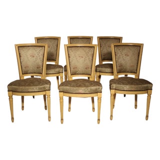 Set of 6 Louis XVI Style Painted Dining Chairs For Sale