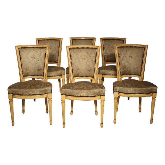 Set of 6 Louis XVI Style Painted Dining Chairs For Sale