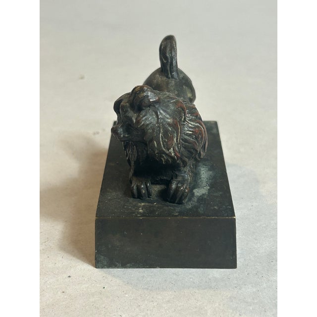 Antique 19th Century French Inkwell Top Lid Lion Dog Bronze Figurine For Sale In Orlando - Image 6 of 12