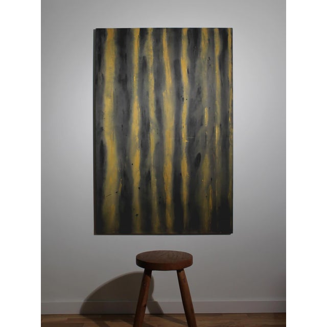 Textile Karina Savonenko, Vertical Organic Lines in Green and Yellow, 2026, Acrylic Painting on Canvas For Sale - Image 7 of 8