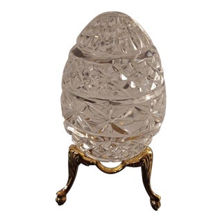 1980s Waterford Cut Crystal Egg Figurine with Stand, Made in Germany For Sale