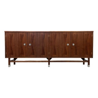 1960s Refinished Walnut and Rosewood Credenza by Stanley Furniture For Sale