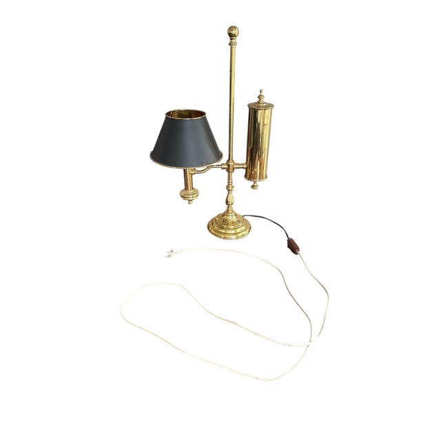 Vintage English Style Brass Desk Lamp with Pen Holder For Sale - Image 3 of 4