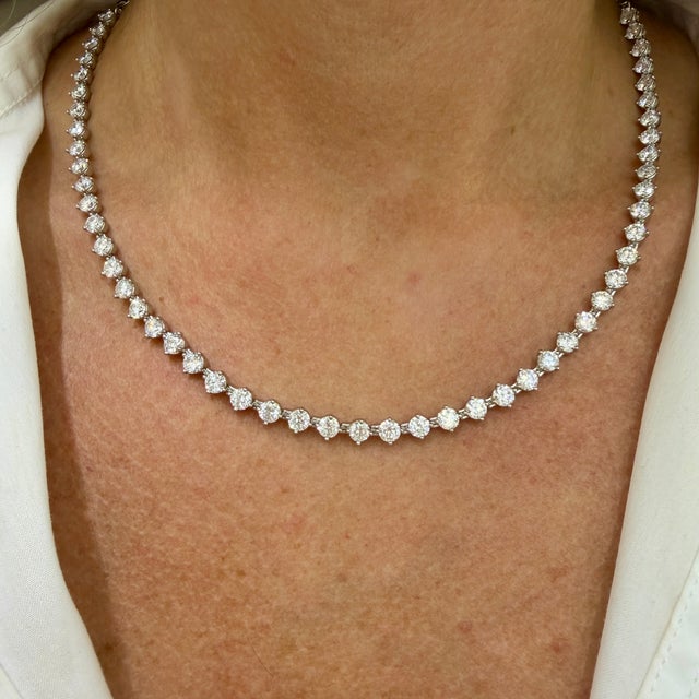Platinum Platinum & 14k White Gold 11.27ctw Lab Grown Diamond Link Tennis Necklace For Sale - Image 8 of 8