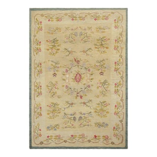 Vintage Bessarabian Kilim in Golden-Beige With Colorful Florals - Rug & Kilim For Sale