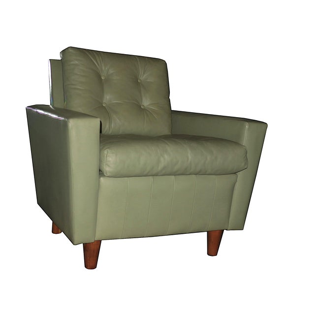 Green Mid-Century Leather Lounge Chair, 1950s For Sale - Image 8 of 8