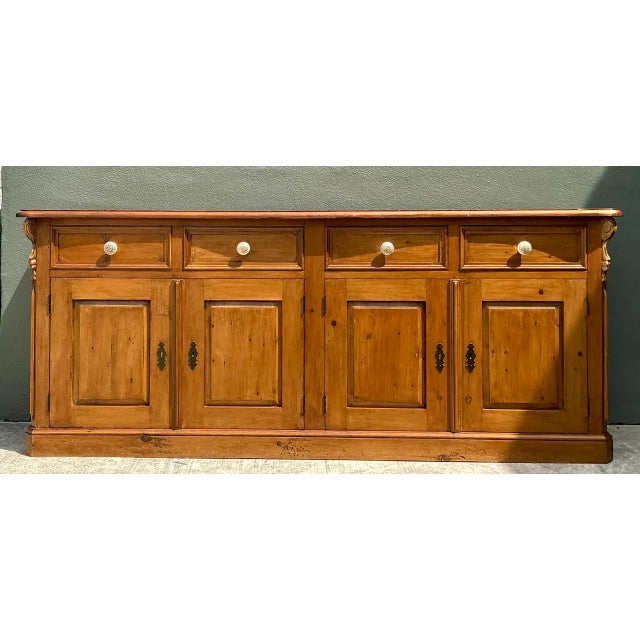 Vintage Carved Knotty Pine Credenza For Sale - Image 4 of 12