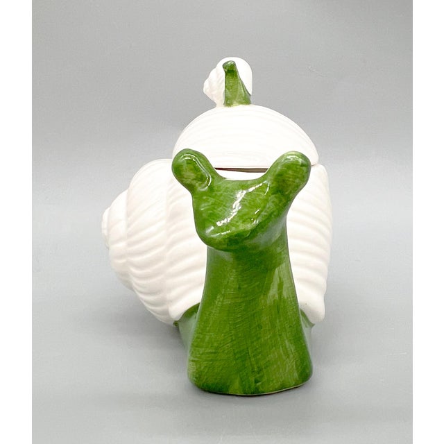 1970's Fitz and Floyd Ceramic Snail Trinket Dish – Lidded Jar With Green and White Glaze For Sale - Image 9 of 10