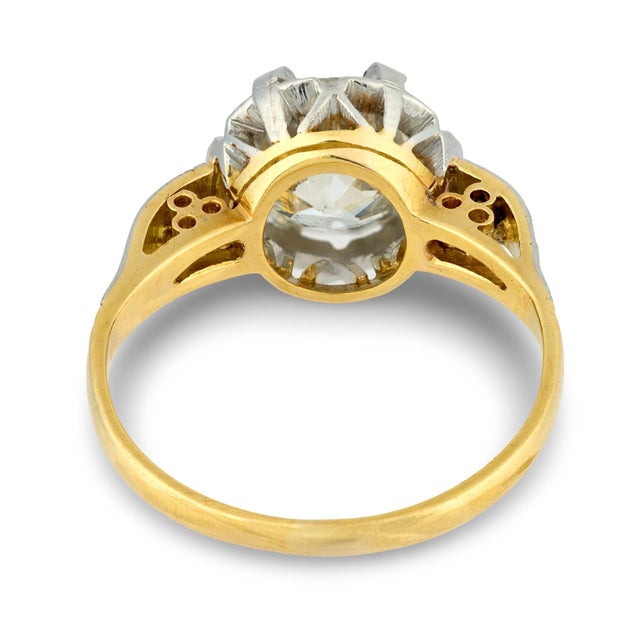 Antique Gia 2.04 Carat Old European Cut Diamond 18k Yellow Gold Platinum Ring, Size 6 For Sale In Los Angeles - Image 6 of 7