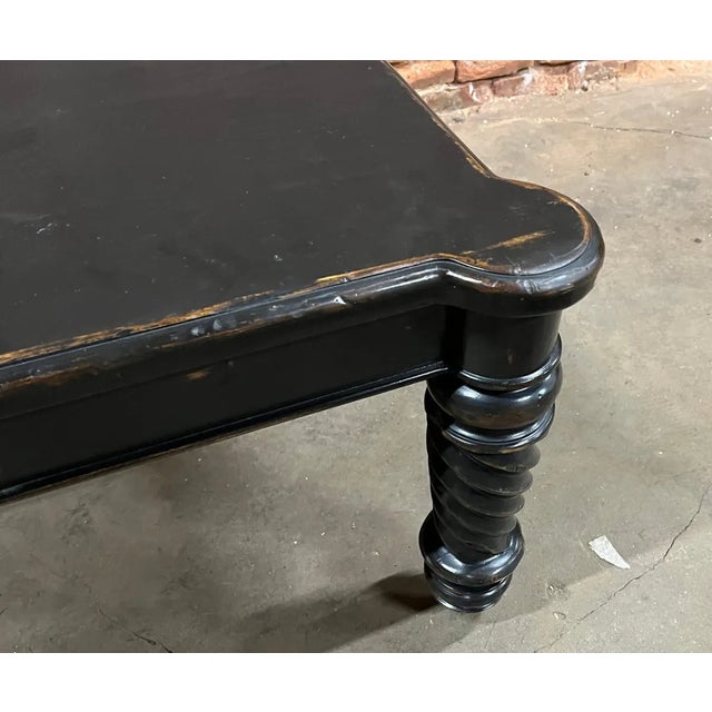 2010s Woodland Furniture Coffee Table Rustic Country Distressed Black For Sale - Image 5 of 9