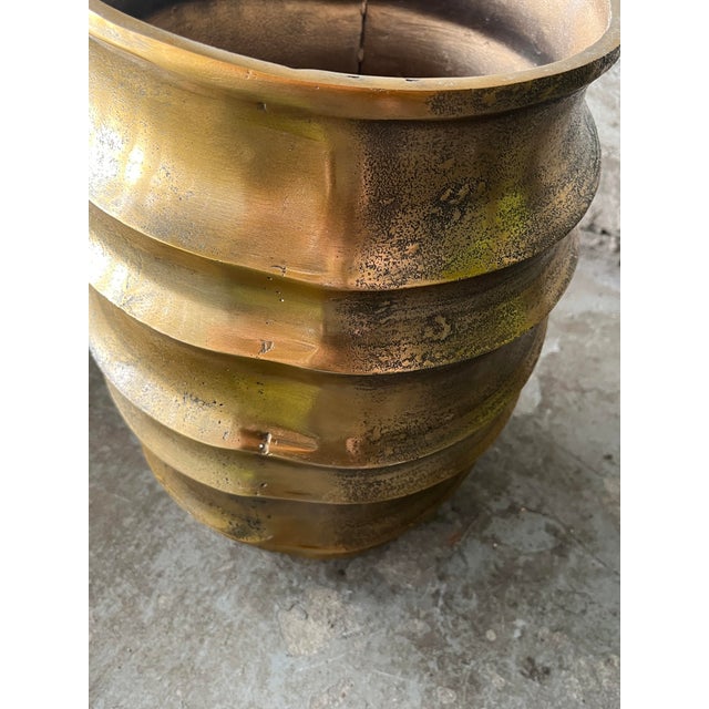 Contemporary Bronze Toned Metal Organic Planter For Sale In Cincinnati - Image 6 of 9