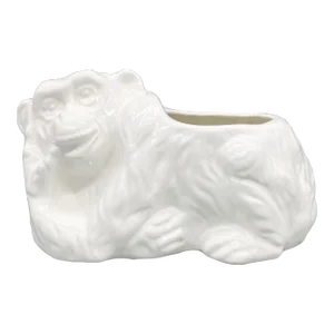 20th C. Italian White Ceramic Monkey Planter – Whimsical / Maximalist