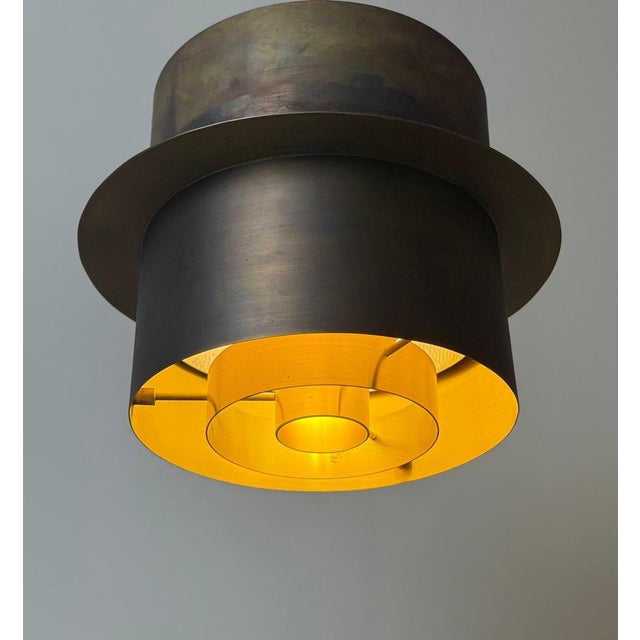 1960s German Brass Architectural Ceiling Light Lamp, 1960s For Sale - Image 5 of 18