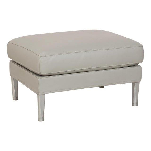 Clarus Ottoman in Grey Leather from FSM For Sale