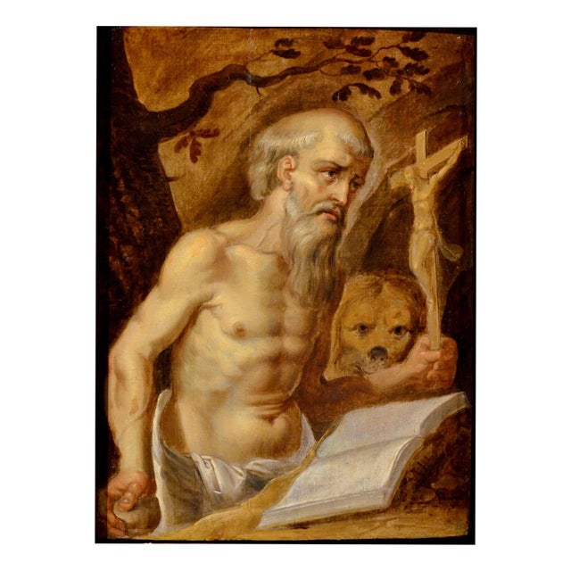 Follower of Prospero Fontana, Saint Jerome, 1590, Oil on Board For Sale