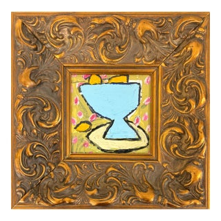 Sarah Trundle, Contemporary Abstract Still Life, Framed, "Lemons in Blue Bowl" For Sale