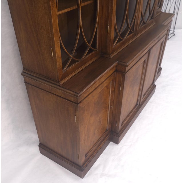 Mid 20th Century Large Wide Mahogany Individual Bubble Glass Panes Doors Breakfront China Cabinet For Sale - Image 5 of 18