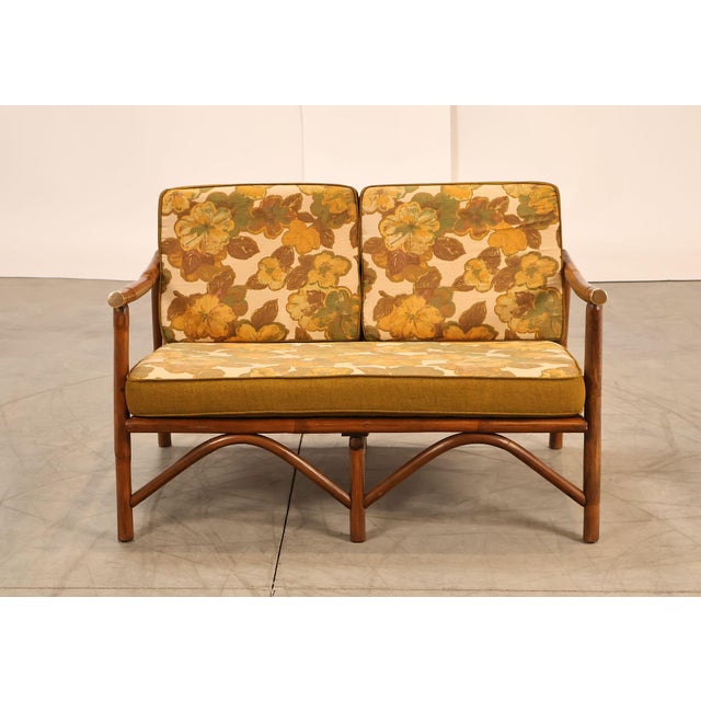 Vogue Coastal Vintage Rattan Bamboo Loveseat For Sale - Image 15 of 18