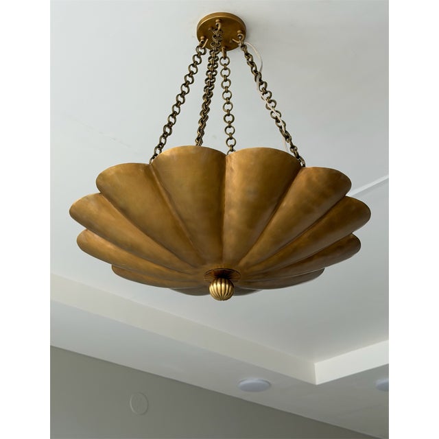 Not Yet Made - Made To Order Handmade European Style Pure Brass Scalloped Pendant Light. For Sale - Image 5 of 10