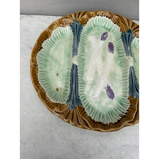 French Country French Majolica Asparagus Plate, Circa 1890 For Sale - Image 3 of 4