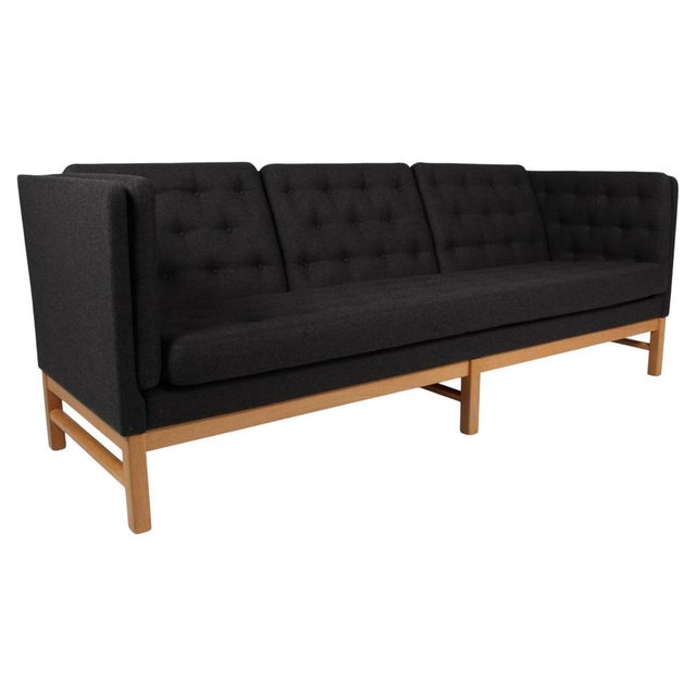 Gray EJ 315/3 Three-Seat Sofa with Oak Frame by Erik Jørgensen, 1960s For Sale - Image 8 of 8