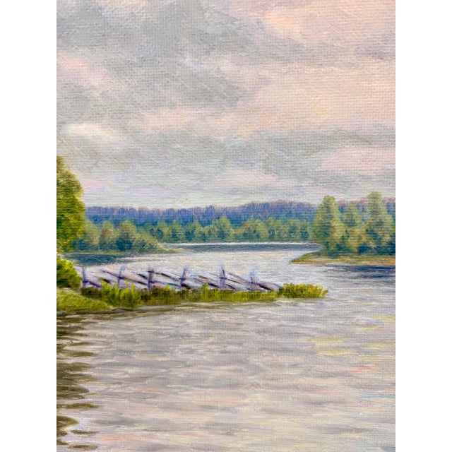 Wood Signed M. Persson Framed Lake Landscape Swiss Oil Painting For Sale - Image 7 of 7