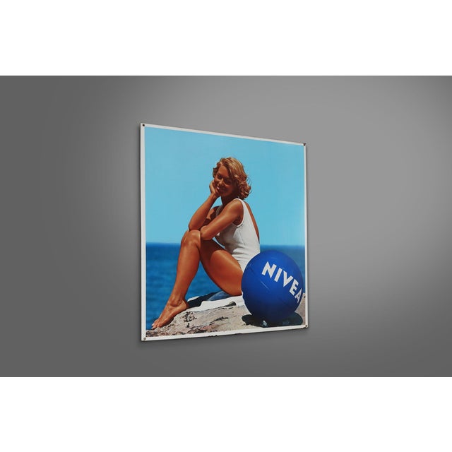 Mid-Century Modern Large Vintage Belgian Advertising Sign for Nivea Cosmetics, 1970s For Sale - Image 3 of 12