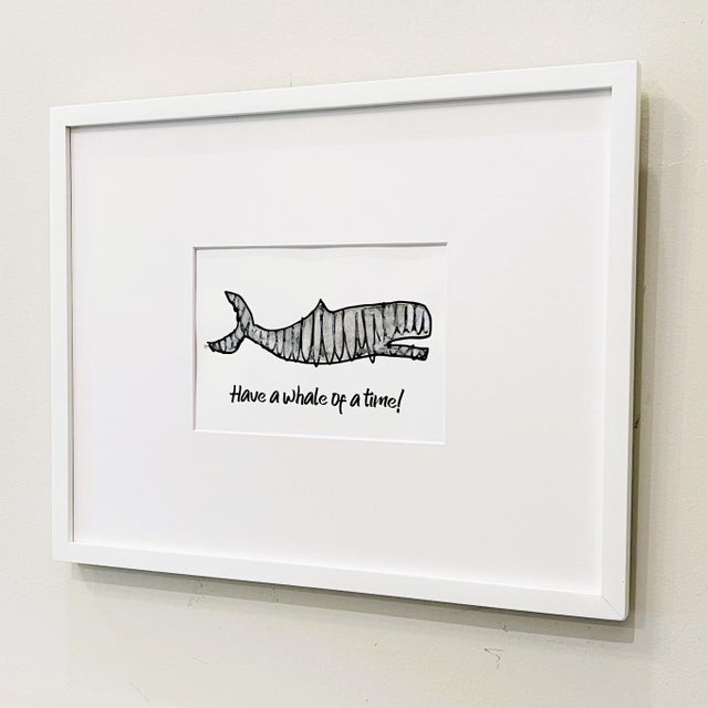 Have a Whale of a Time!, Watercolor and Ink Painting, Framed For Sale - Image 4 of 4