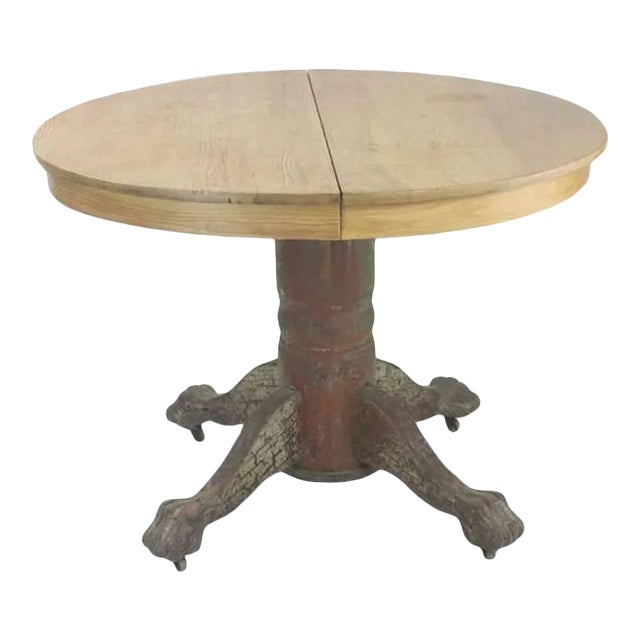 American Classic Oak 42" Round Ball Claw Dining Extension Table, Circa 1890-Extends to 60" L. Reduce For Sale